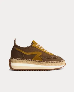 Retro Runner Espadrille Cotton & Linen Military Olive Low Top Sneakers