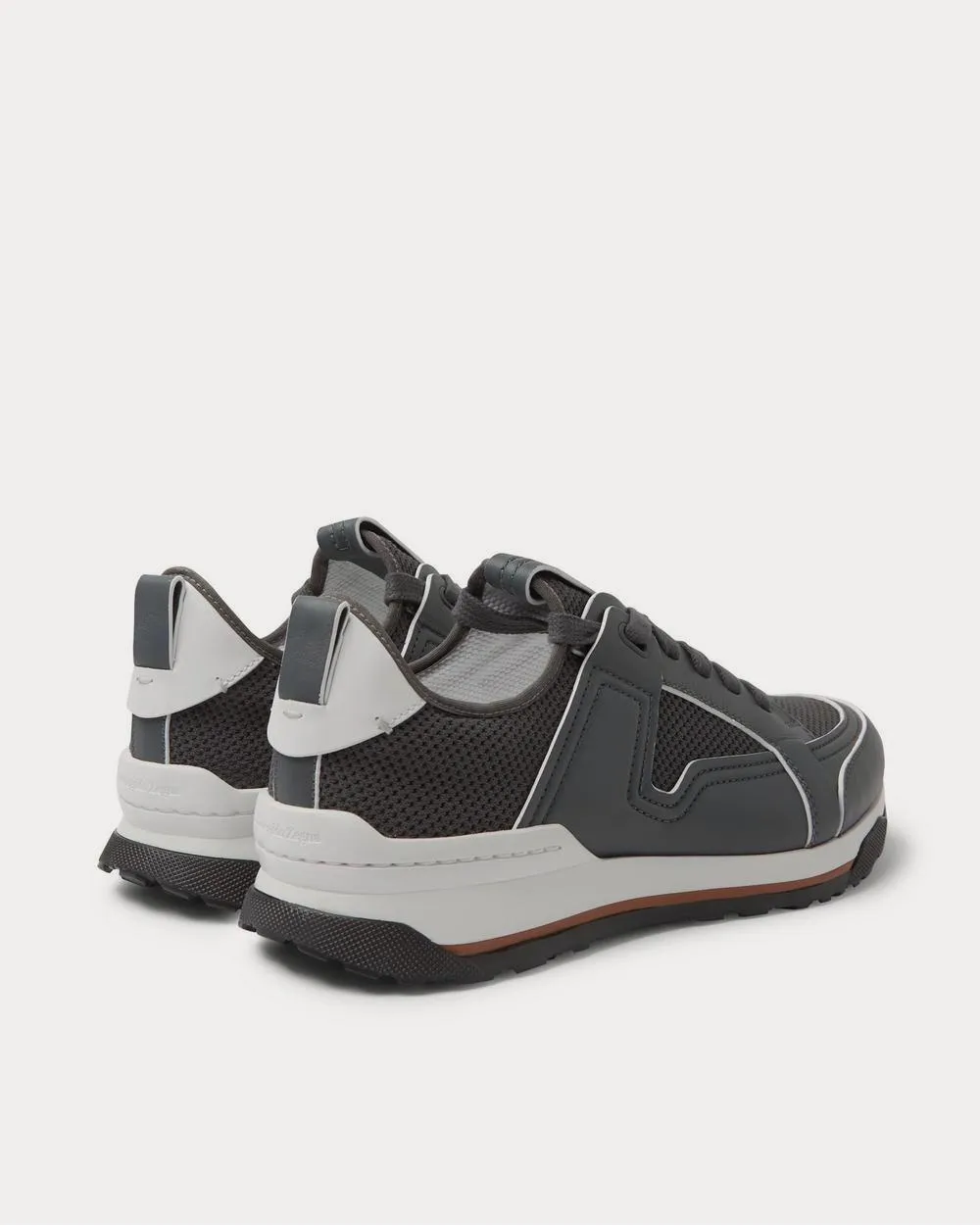Siracusa Leather and Mesh  Dark gray low top sneakers