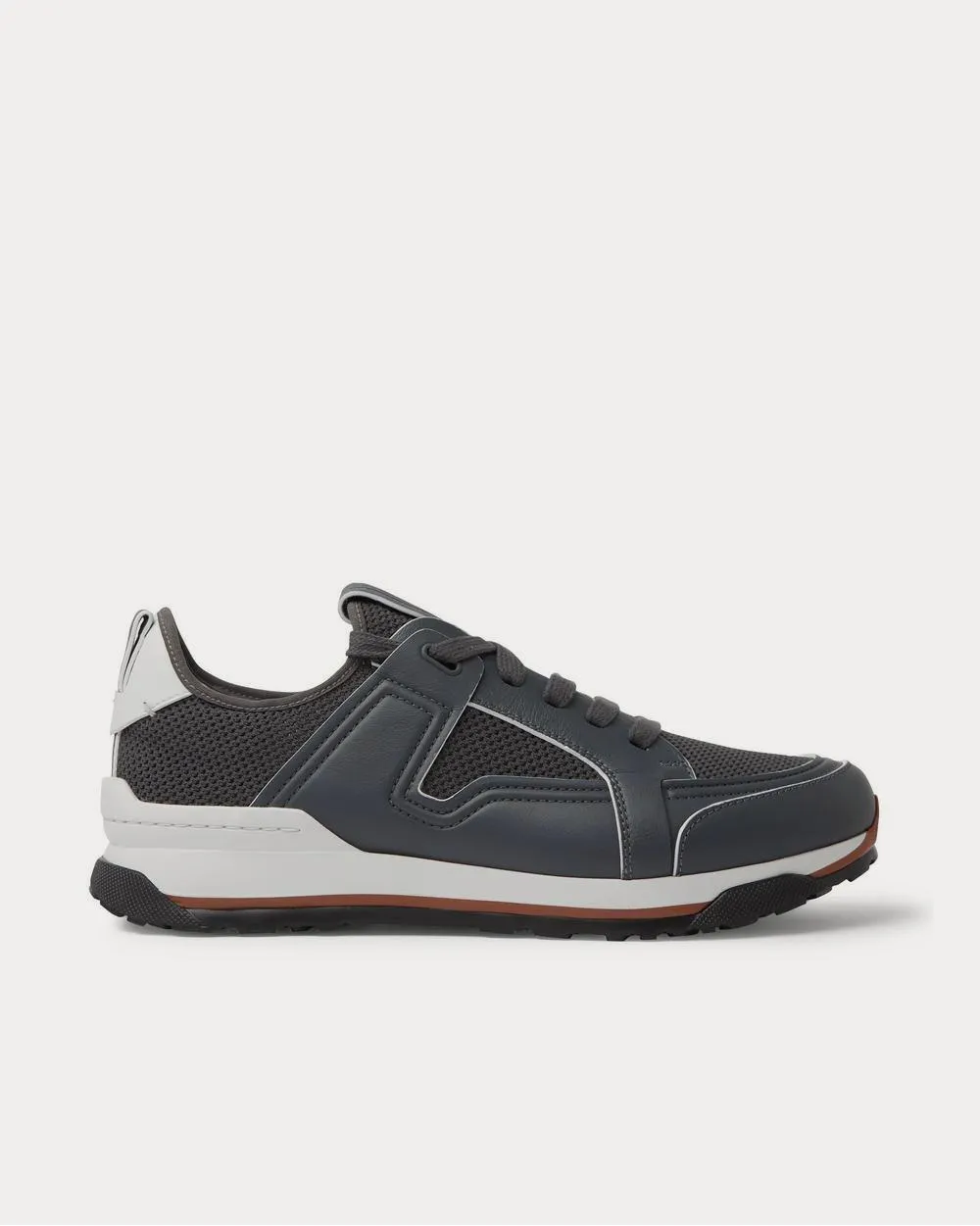 Siracusa Leather and Mesh  Dark gray low top sneakers