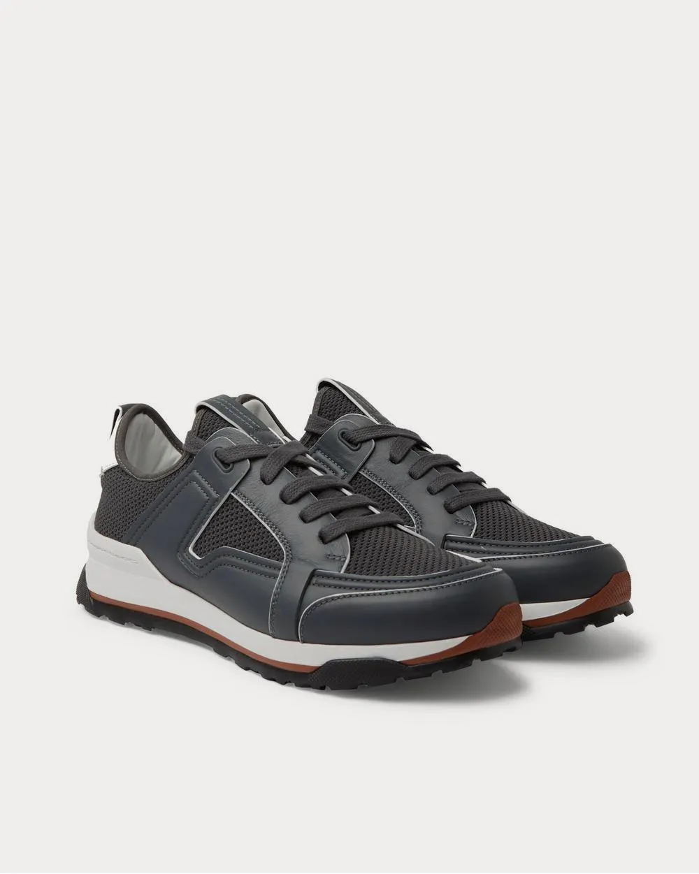 Siracusa Leather and Mesh  Dark gray low top sneakers