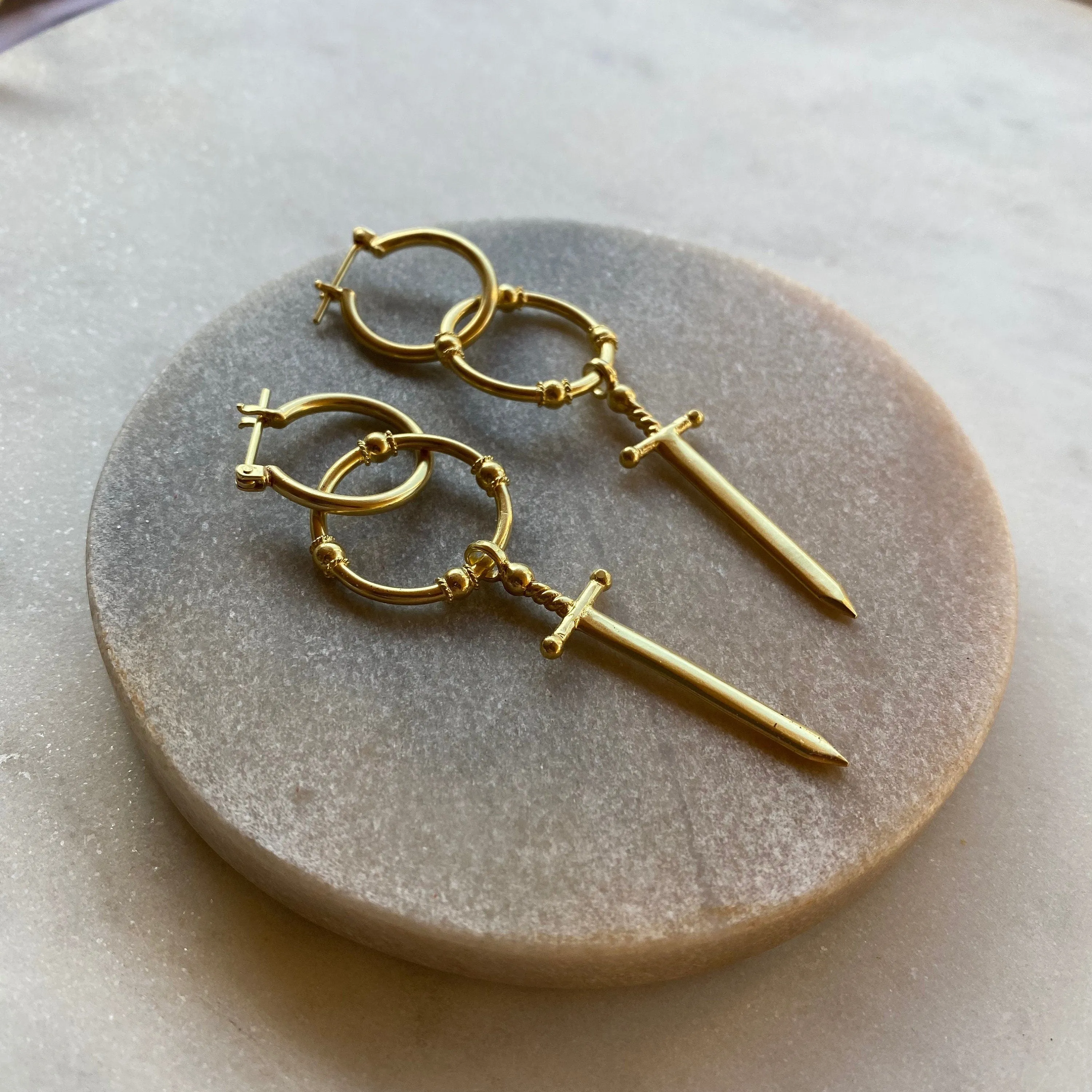 Two of Swords Gold Hoops