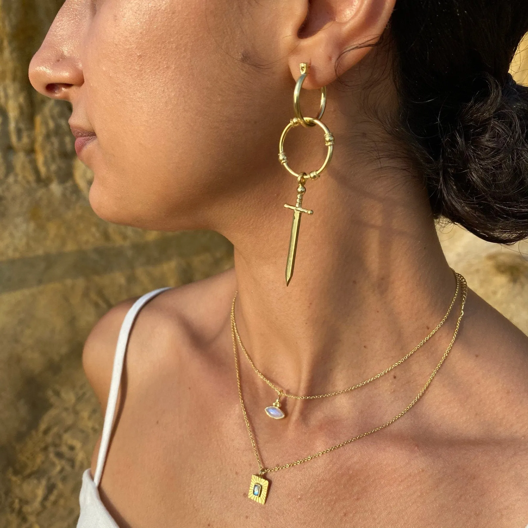 Two of Swords Gold Hoops
