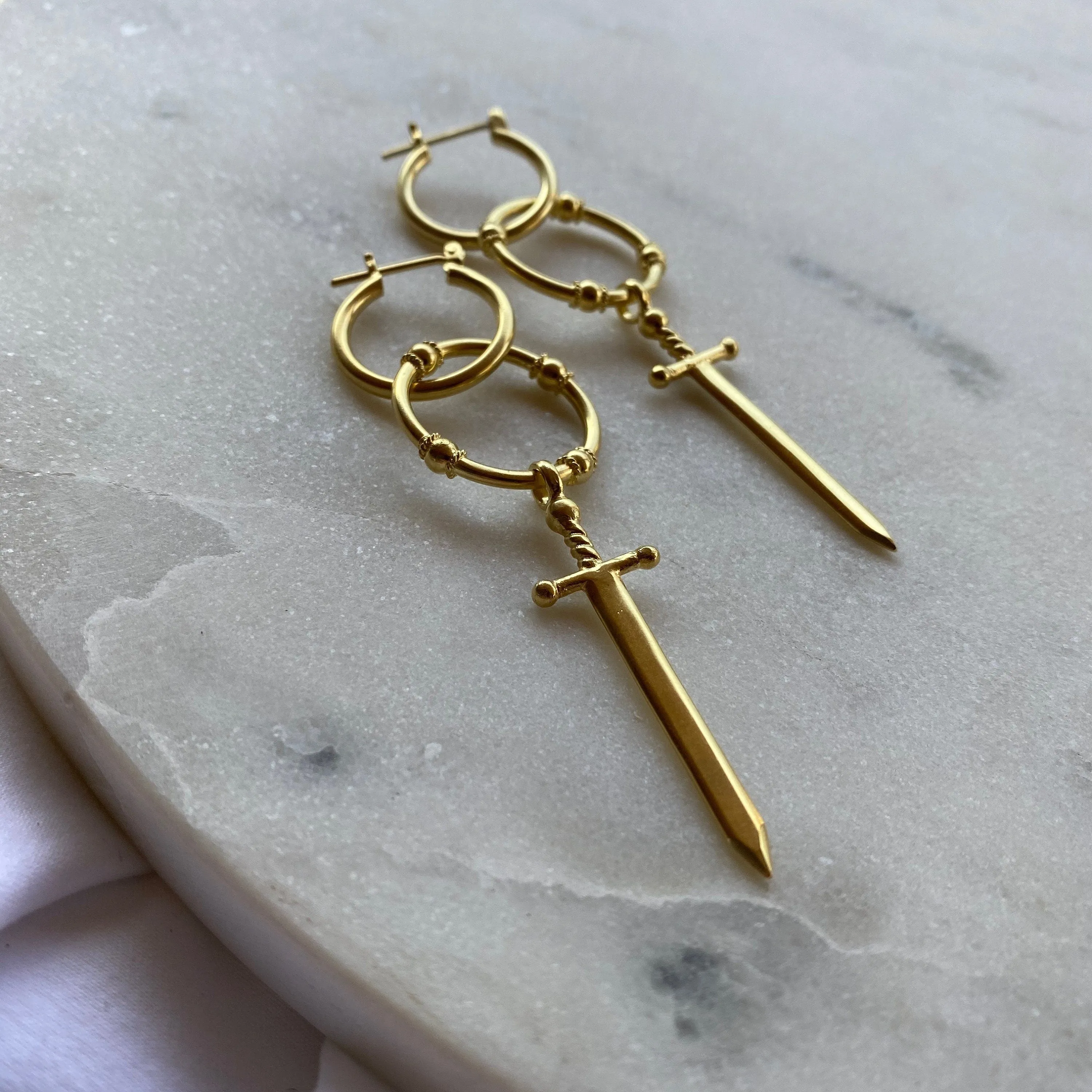 Two of Swords Gold Hoops