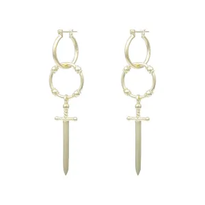 Two of Swords Gold Hoops