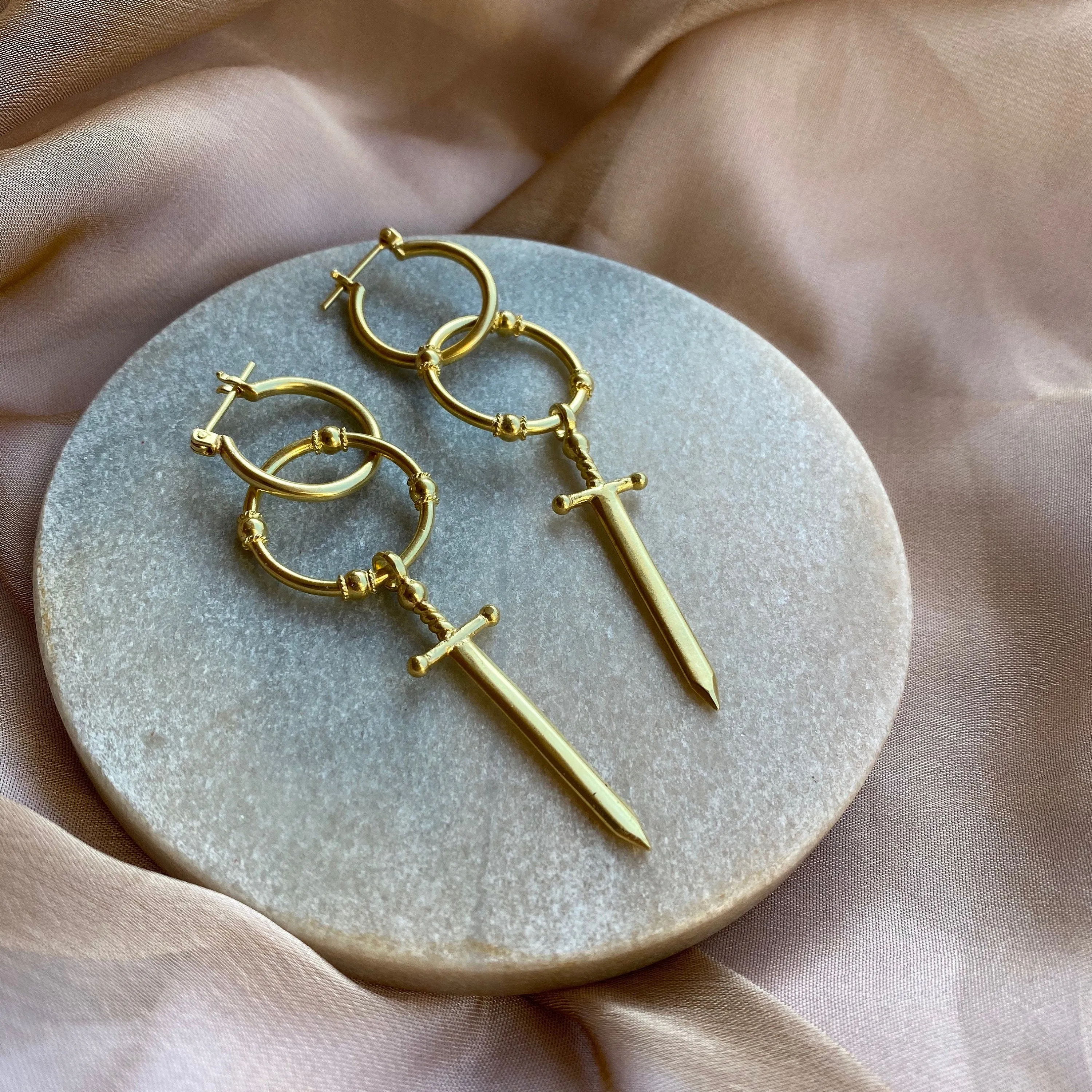 Two of Swords Gold Hoops