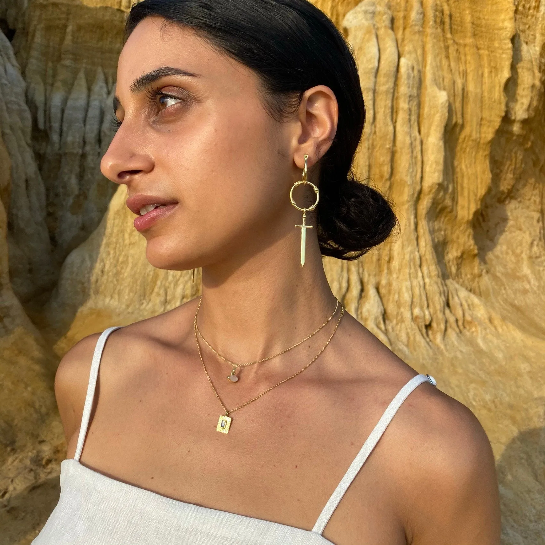 Two of Swords Gold Hoops