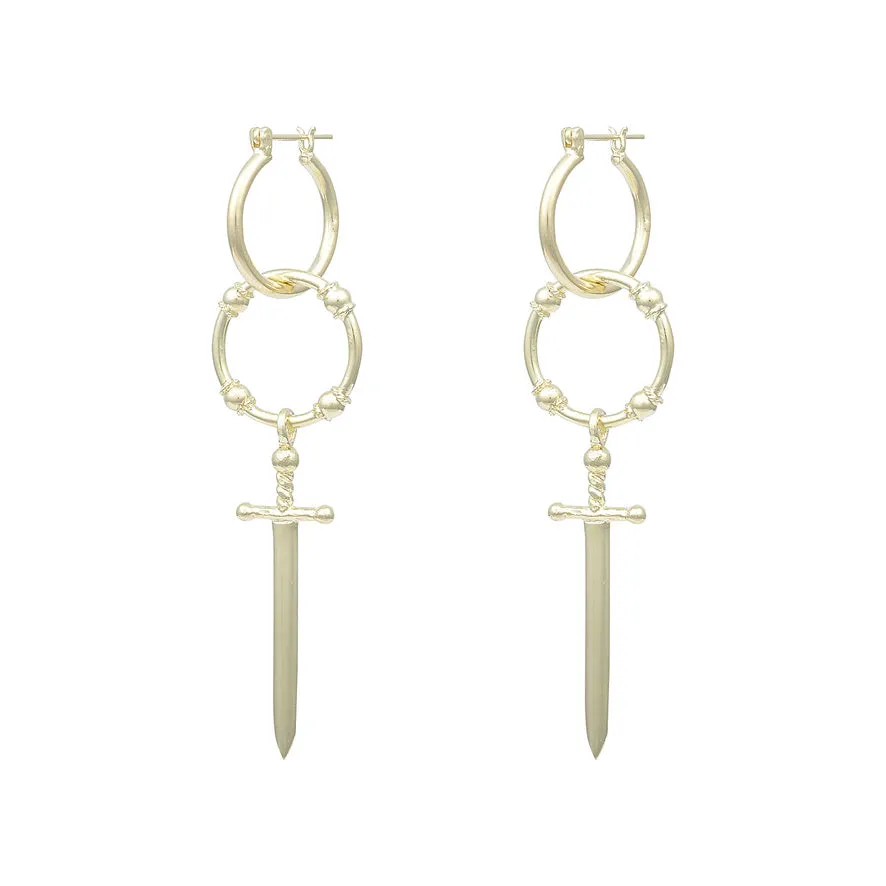 Two of Swords Gold Hoops
