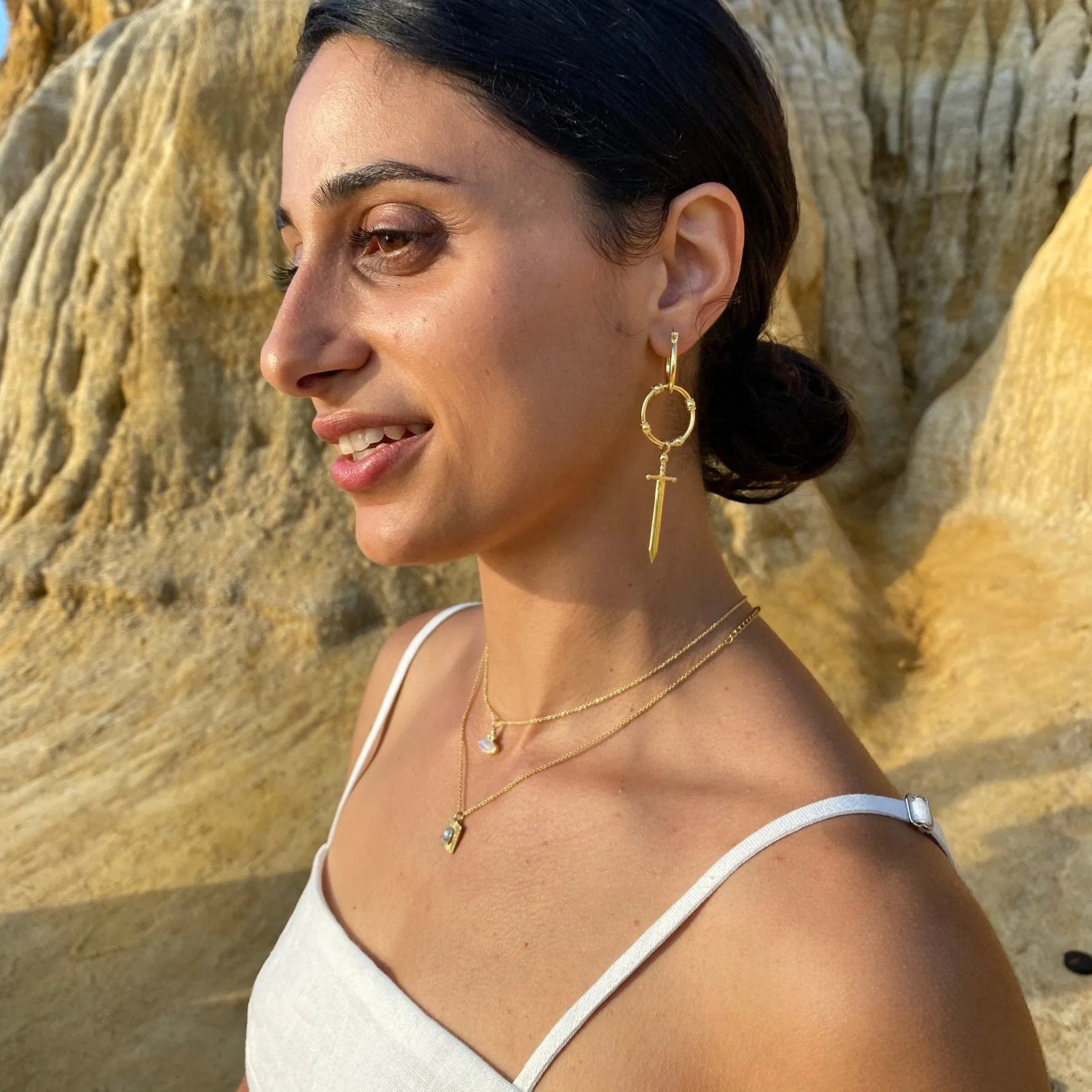 Two of Swords Gold Hoops