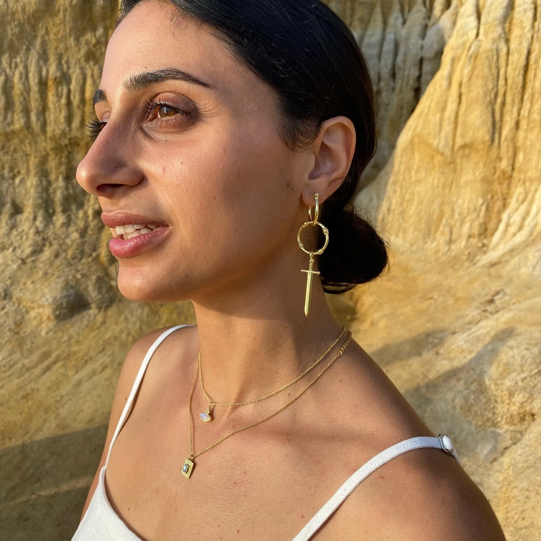 Two of Swords Gold Hoops