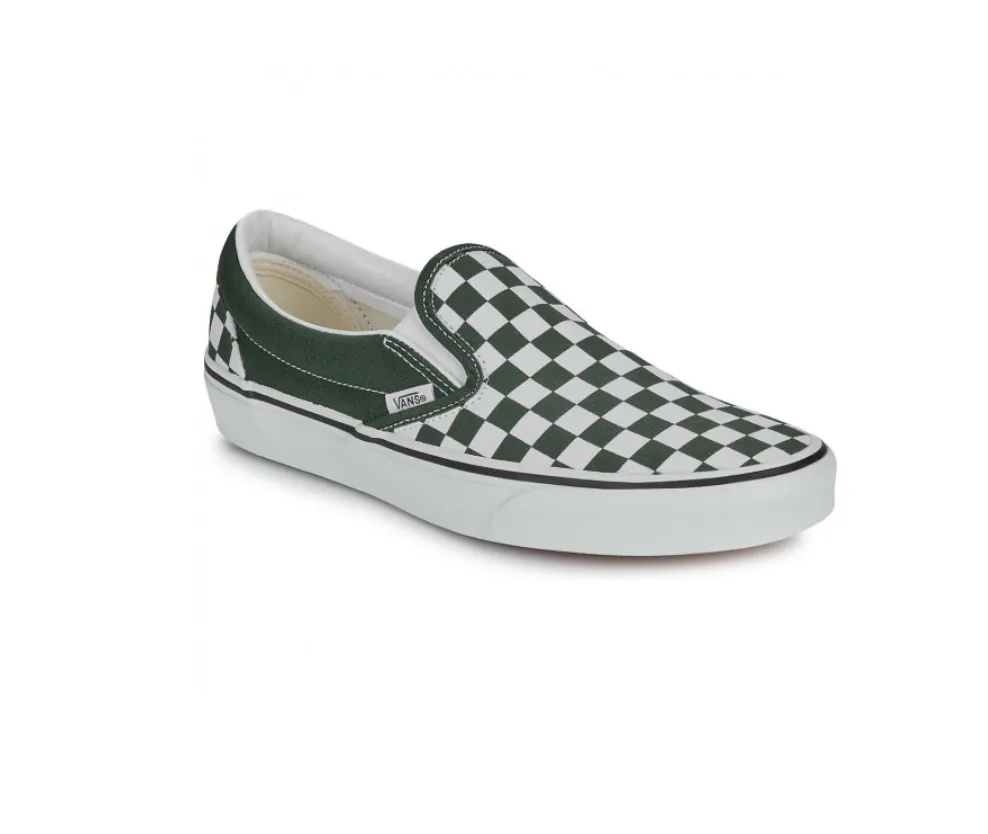 VANS Classic Slip-On Color Theory Checkerboard Sneaker - Scarab Green