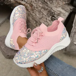 Women's Glitter Sequins Decor Platform Sneakers