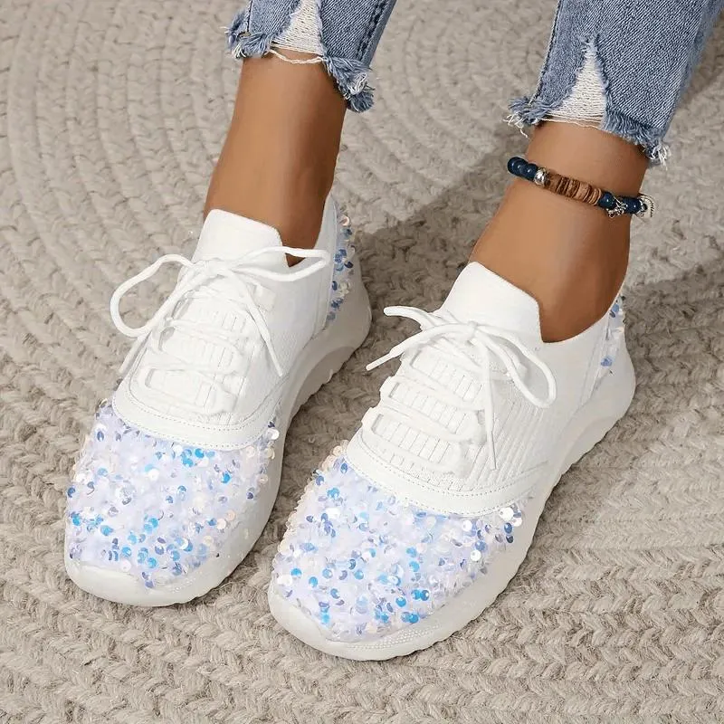 Women's Glitter Sequins Decor Platform Sneakers