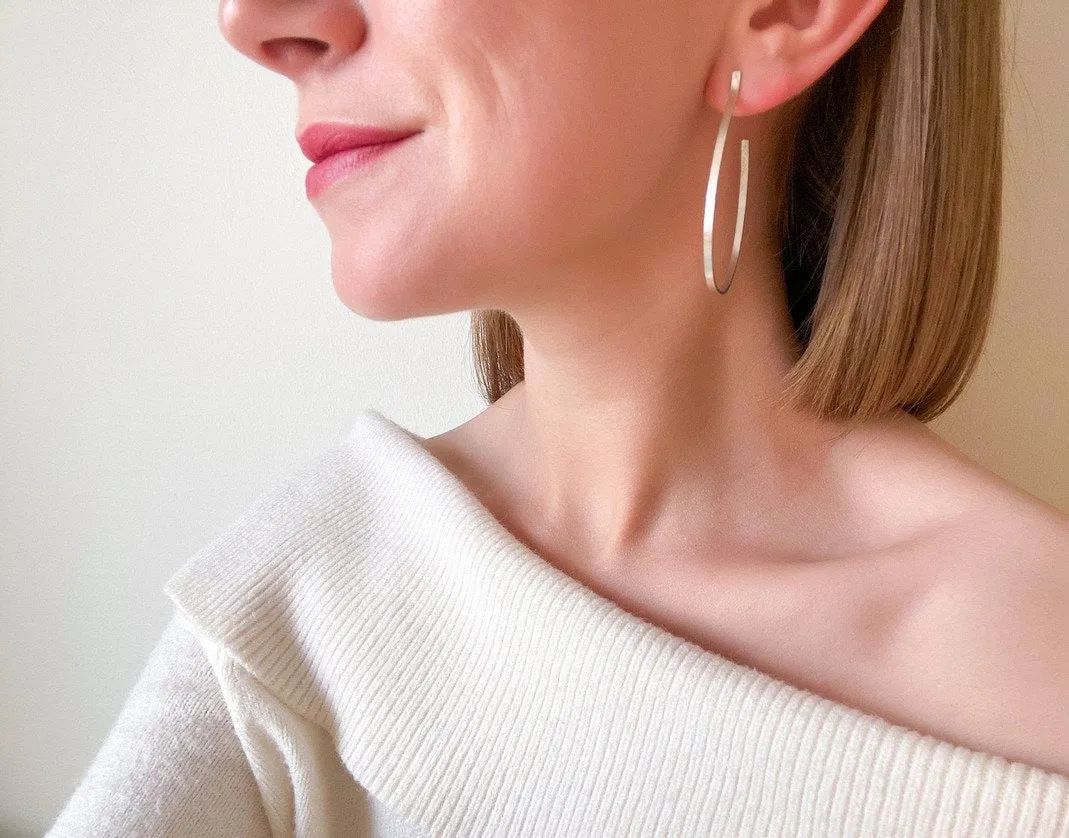 X Large Square Wire Oval Hoops 2x 2 mm
