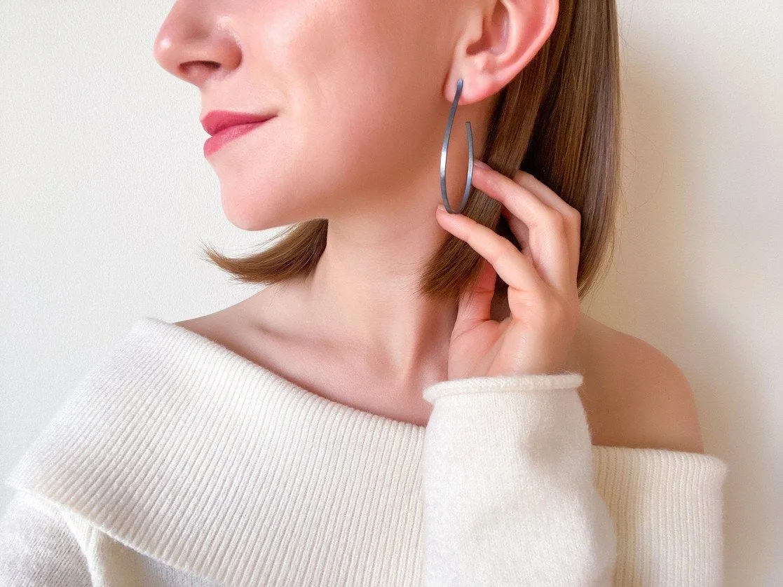 X Large Square Wire Oval Hoops 2x 2 mm
